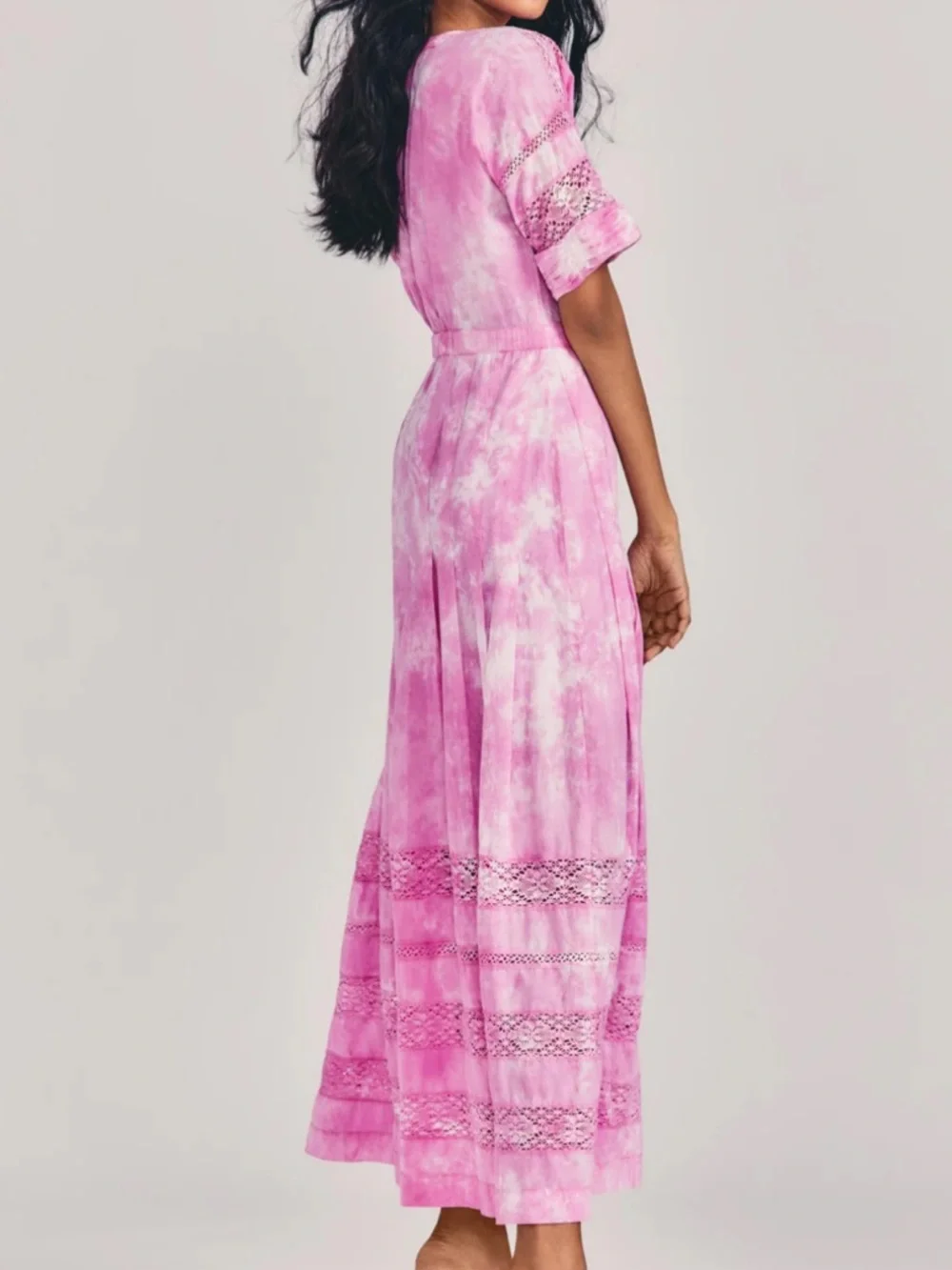 NWT LOVESHACKFANCY Edie dress in Begonia  Pink hand Tie-Dye size large - Picture 3 of 16